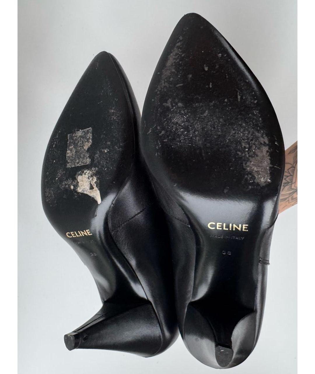 CELINE Черные кожаные ботильоны, фото 7