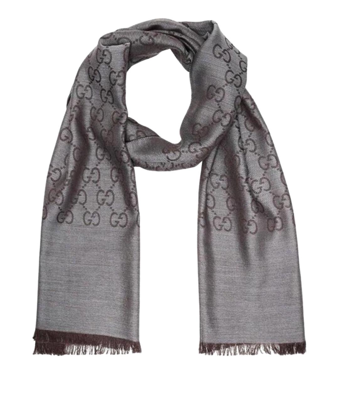 GUCCI Серый шерстяной платок, фото 1