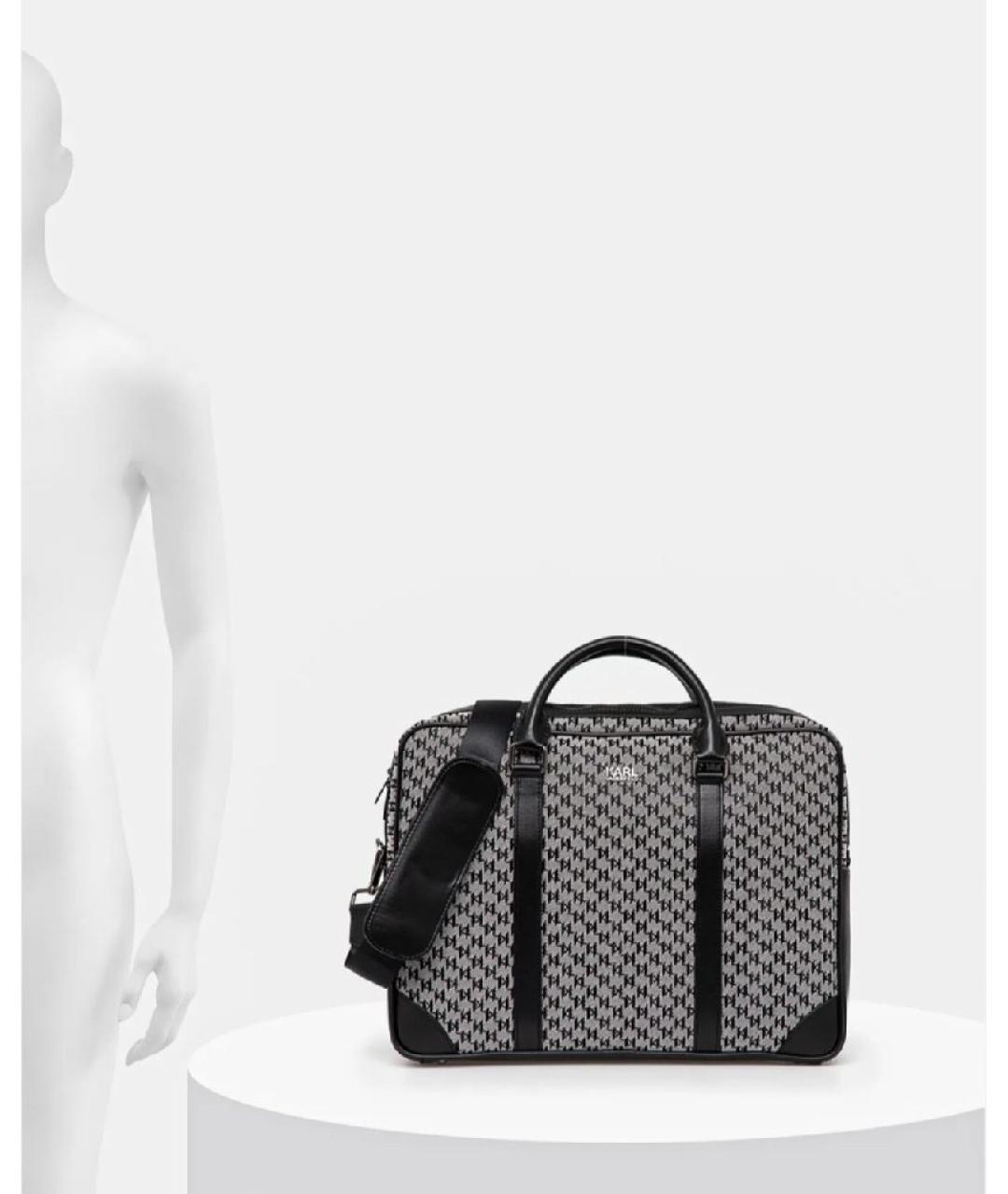 KARL LAGERFELD Черный хлопковый портфель, фото 4