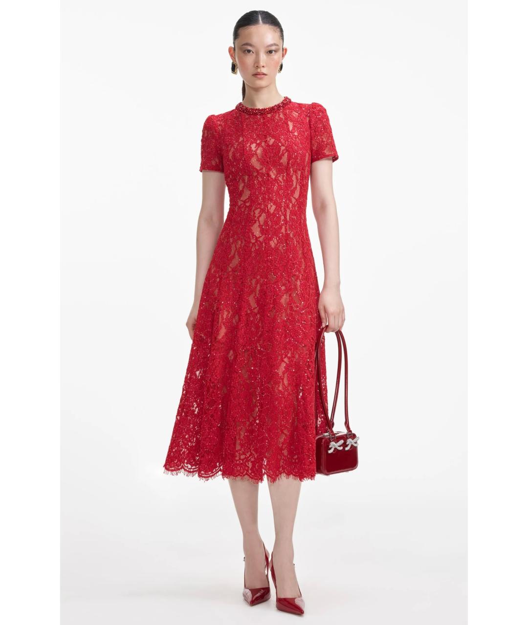 SELF-PORTRAIT Красное коктейльное платье, фото 2