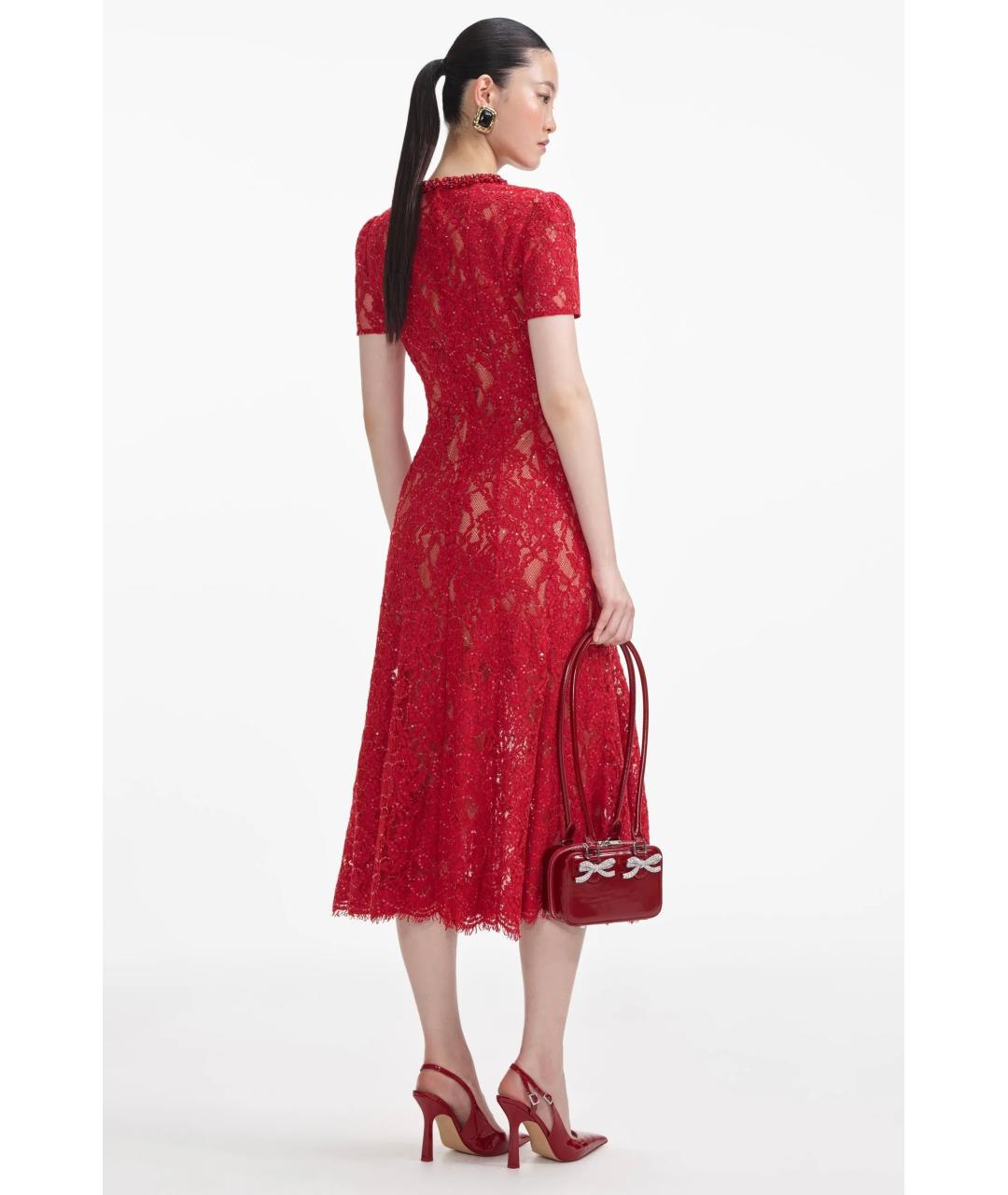 SELF-PORTRAIT Красное коктейльное платье, фото 4