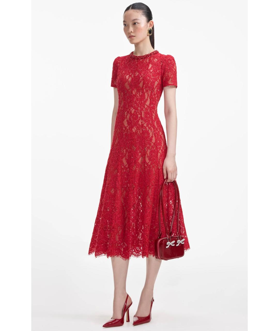 SELF-PORTRAIT Красное коктейльное платье, фото 3