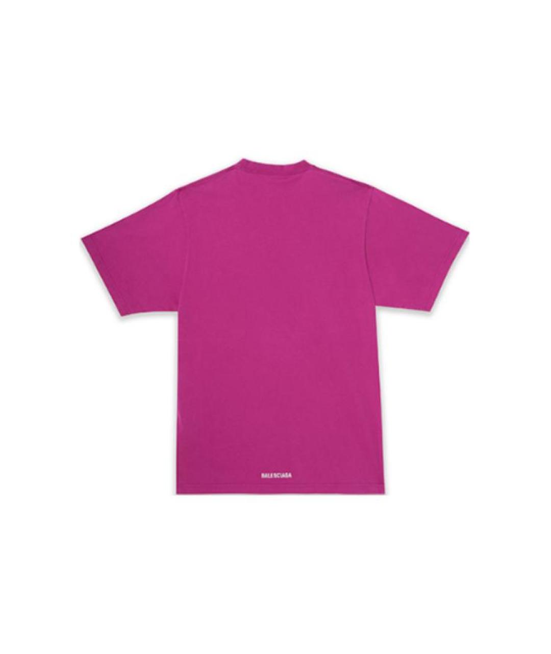 BALENCIAGA Фуксия хлопковая футболка, фото 2