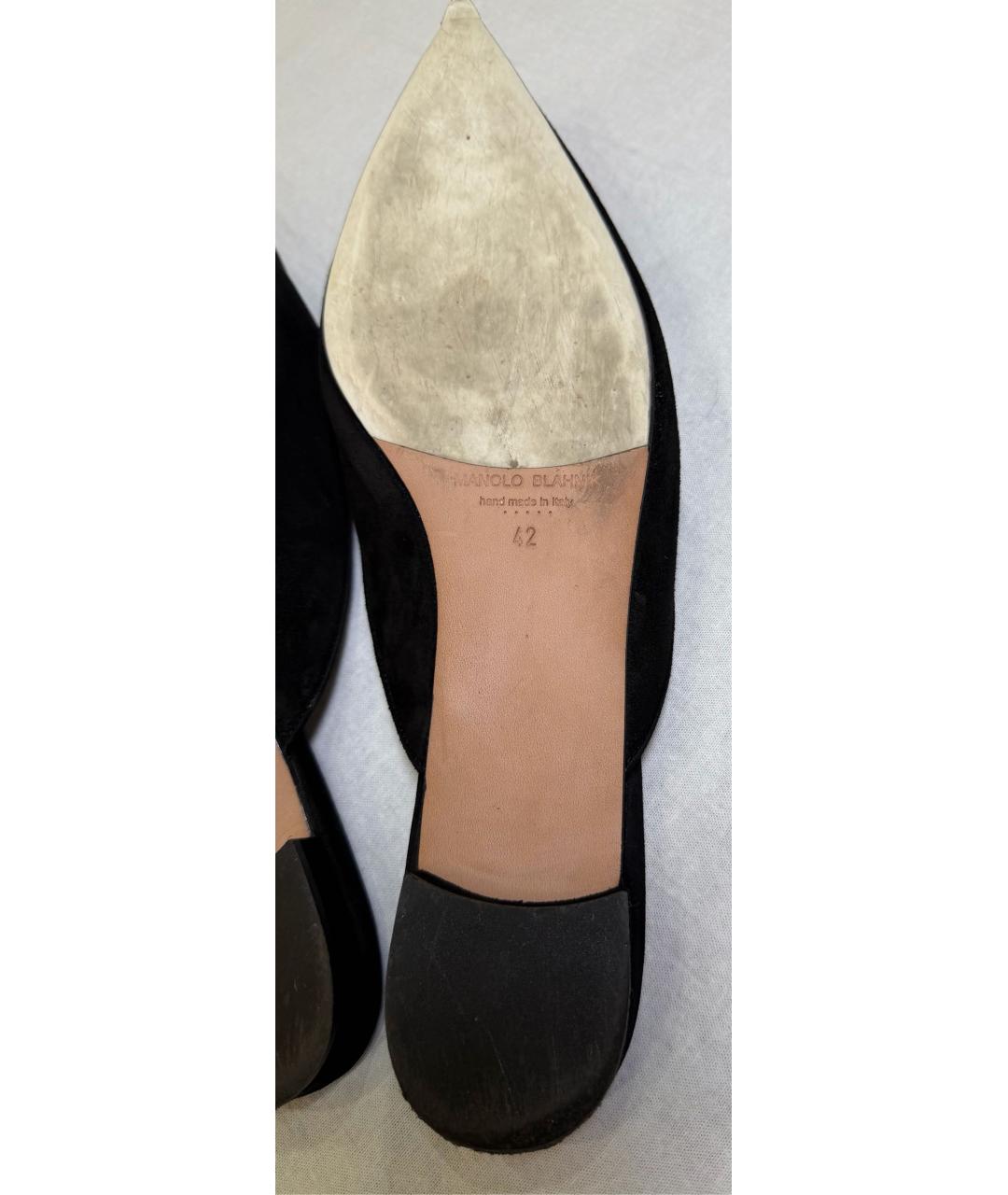 MANOLO BLAHNIK Черные замшевые мюли, фото 4
