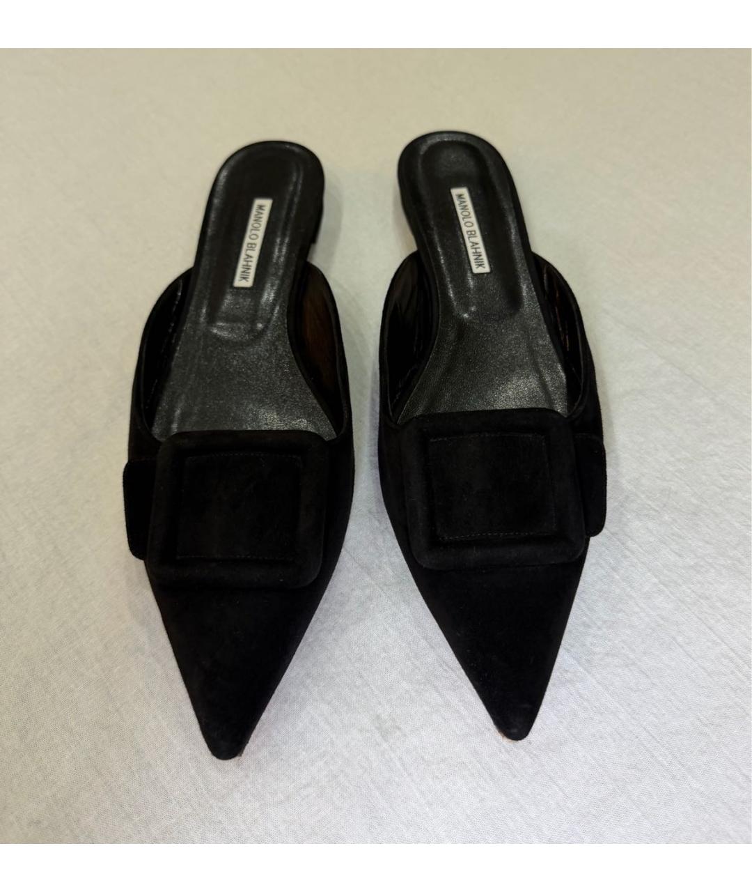 MANOLO BLAHNIK Черные замшевые мюли, фото 2