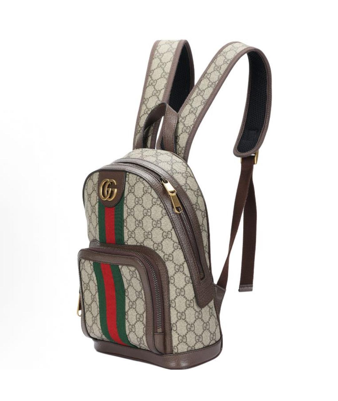 GUCCI Коричневый жаккардовый рюкзак, фото 2