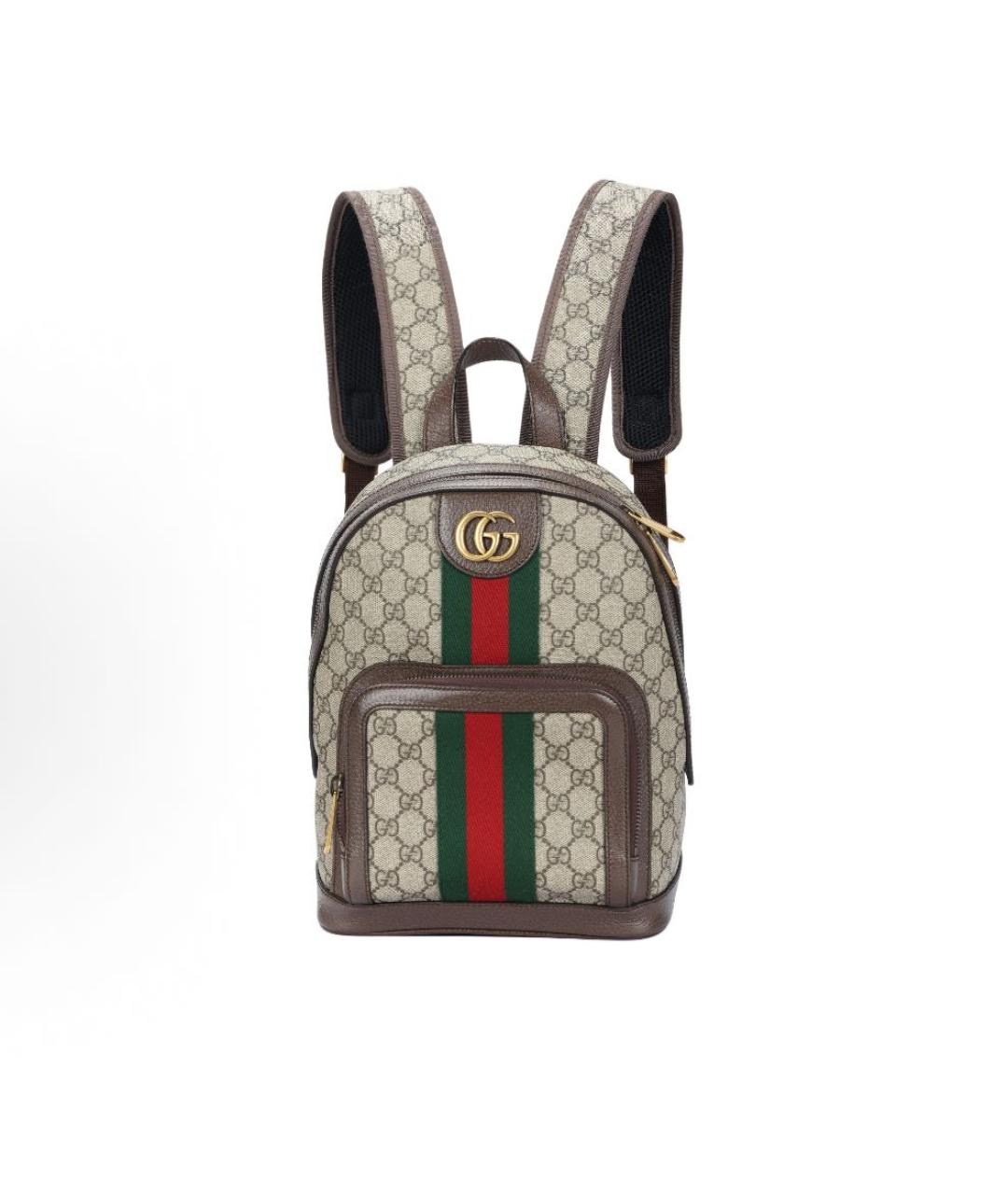 GUCCI Коричневый жаккардовый рюкзак, фото 5