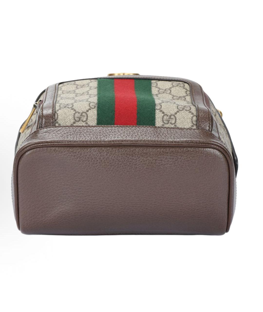 GUCCI Коричневый жаккардовый рюкзак, фото 4