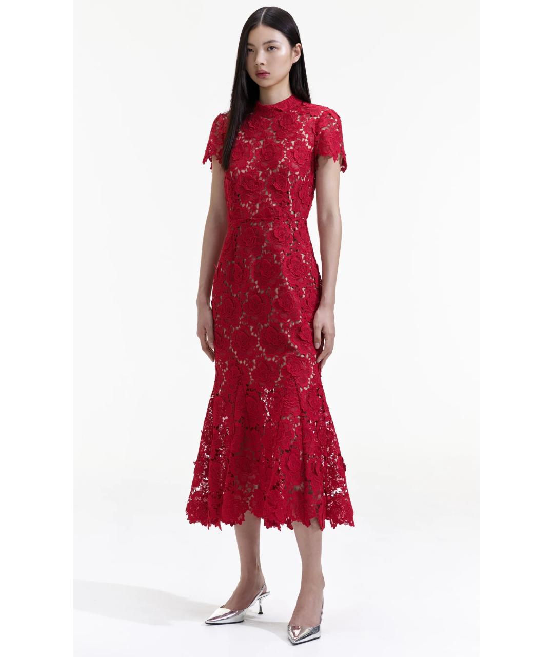 SELF-PORTRAIT Красное коктейльное платье, фото 3