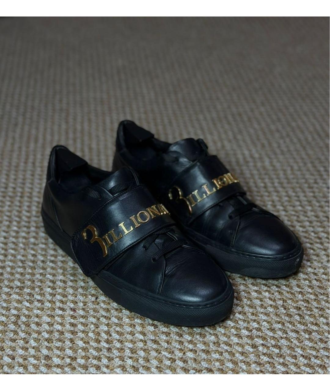 BILLIONAIRE Черные кожаные низкие кроссовки / кеды, фото 6