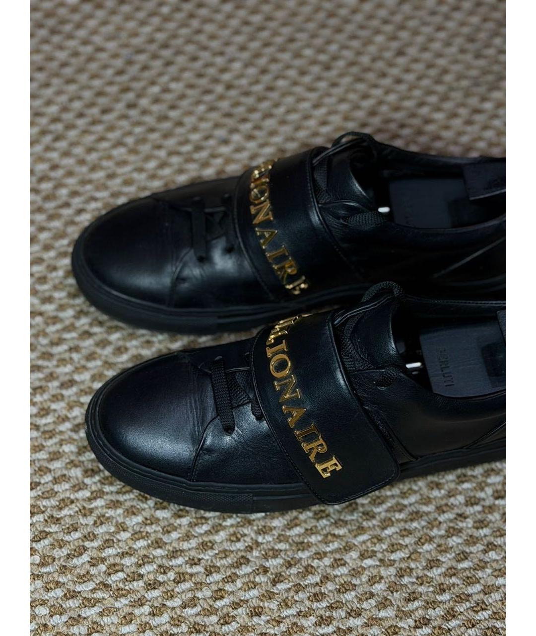 BILLIONAIRE Черные кожаные низкие кроссовки / кеды, фото 7