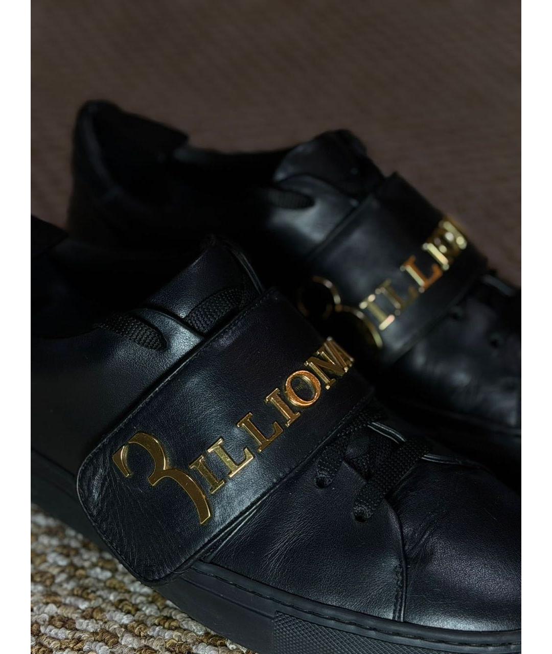 BILLIONAIRE Черные кожаные низкие кроссовки / кеды, фото 4