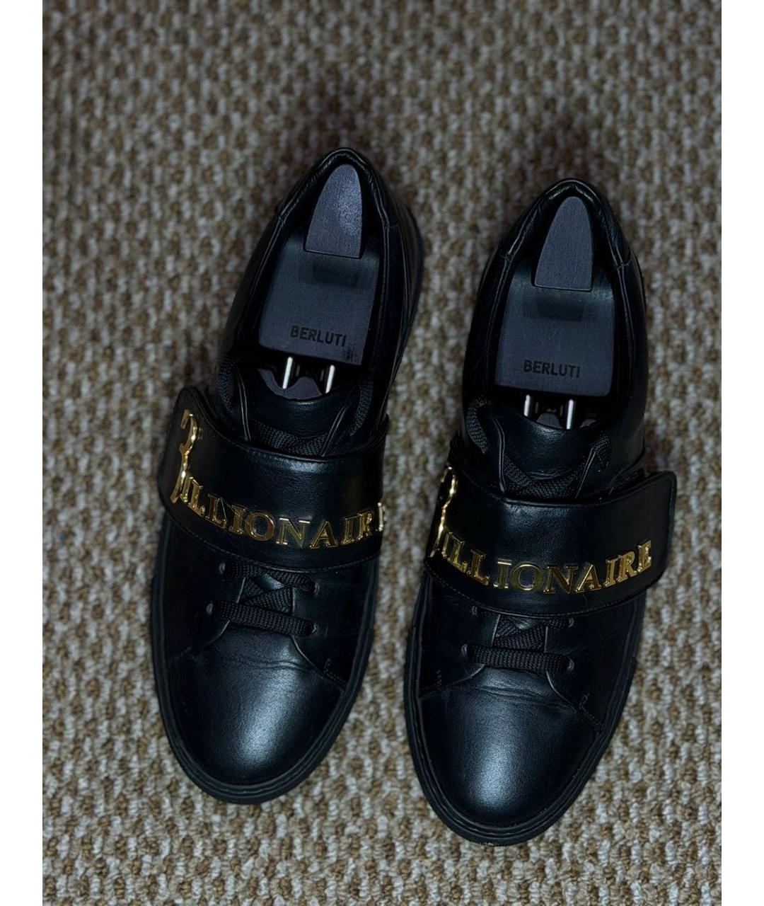 BILLIONAIRE Черные кожаные низкие кроссовки / кеды, фото 2