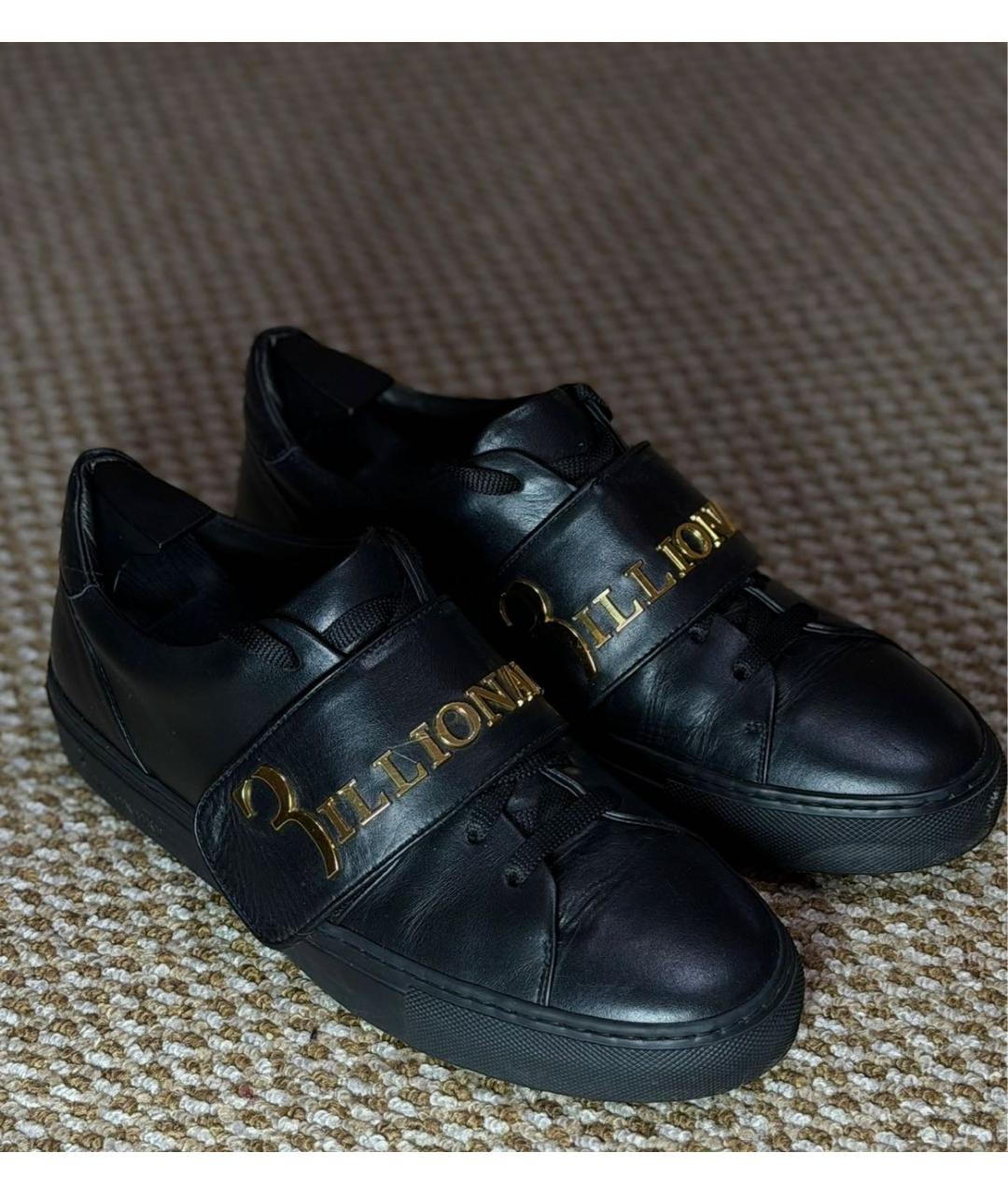 BILLIONAIRE Черные кожаные низкие кроссовки / кеды, фото 3