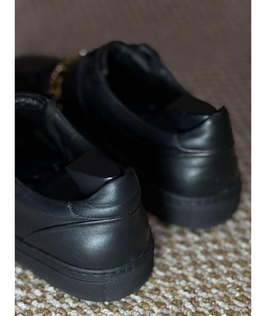 BILLIONAIRE Черные кожаные низкие кроссовки / кеды, фото 5
