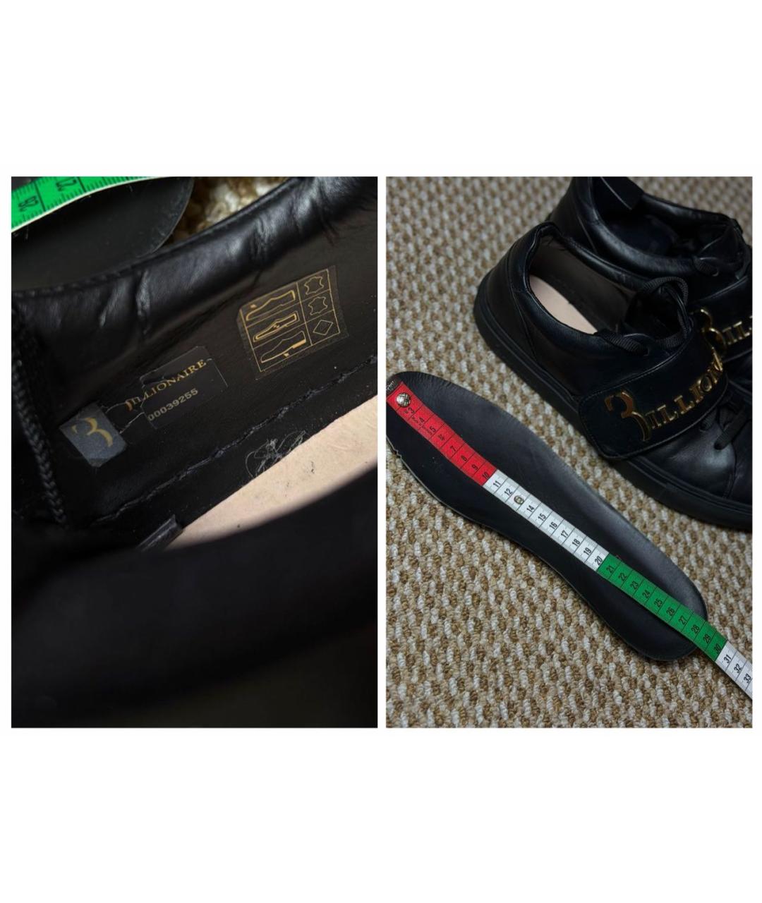 BILLIONAIRE Черные кожаные низкие кроссовки / кеды, фото 8