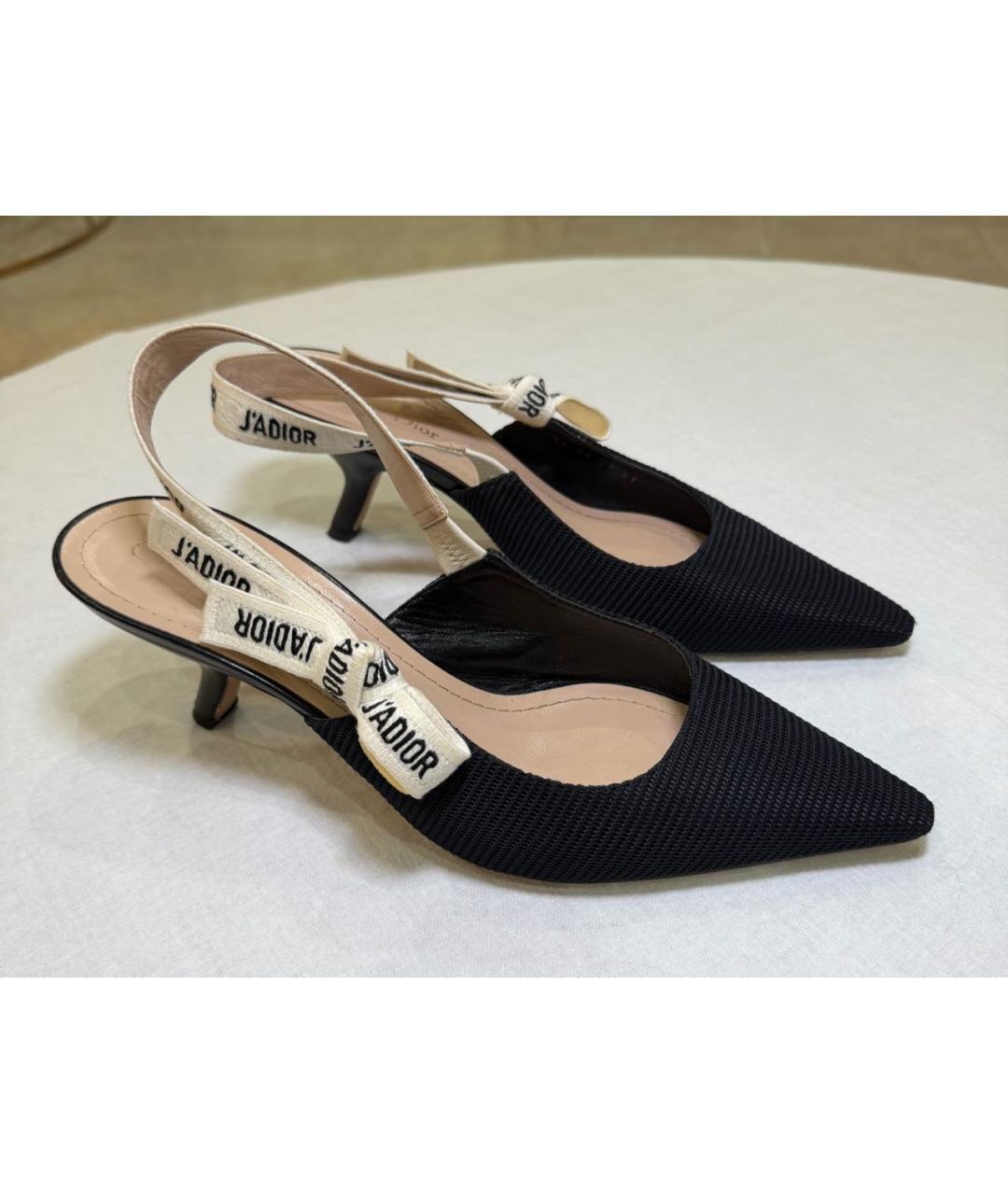 CHRISTIAN DIOR Черные текстильные мюли, фото 6