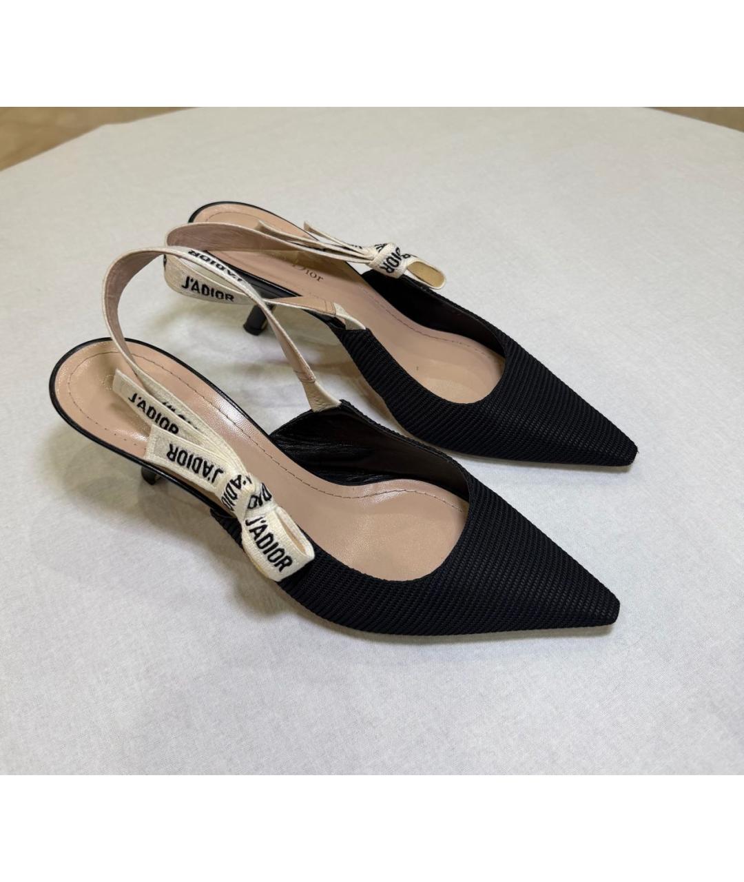 CHRISTIAN DIOR Черные текстильные мюли, фото 3