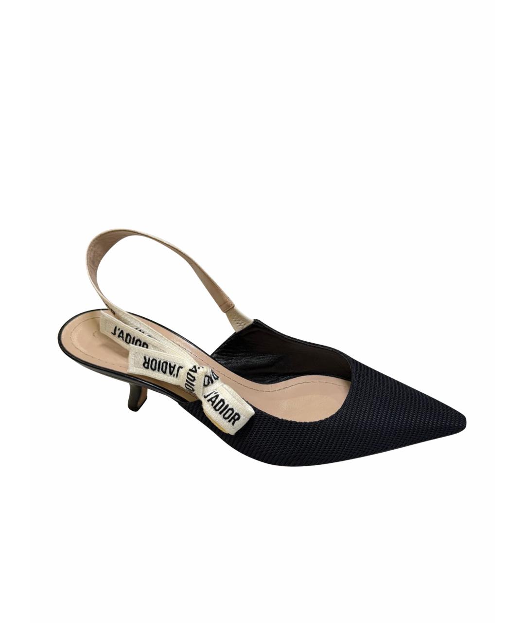 CHRISTIAN DIOR Черные текстильные мюли, фото 1