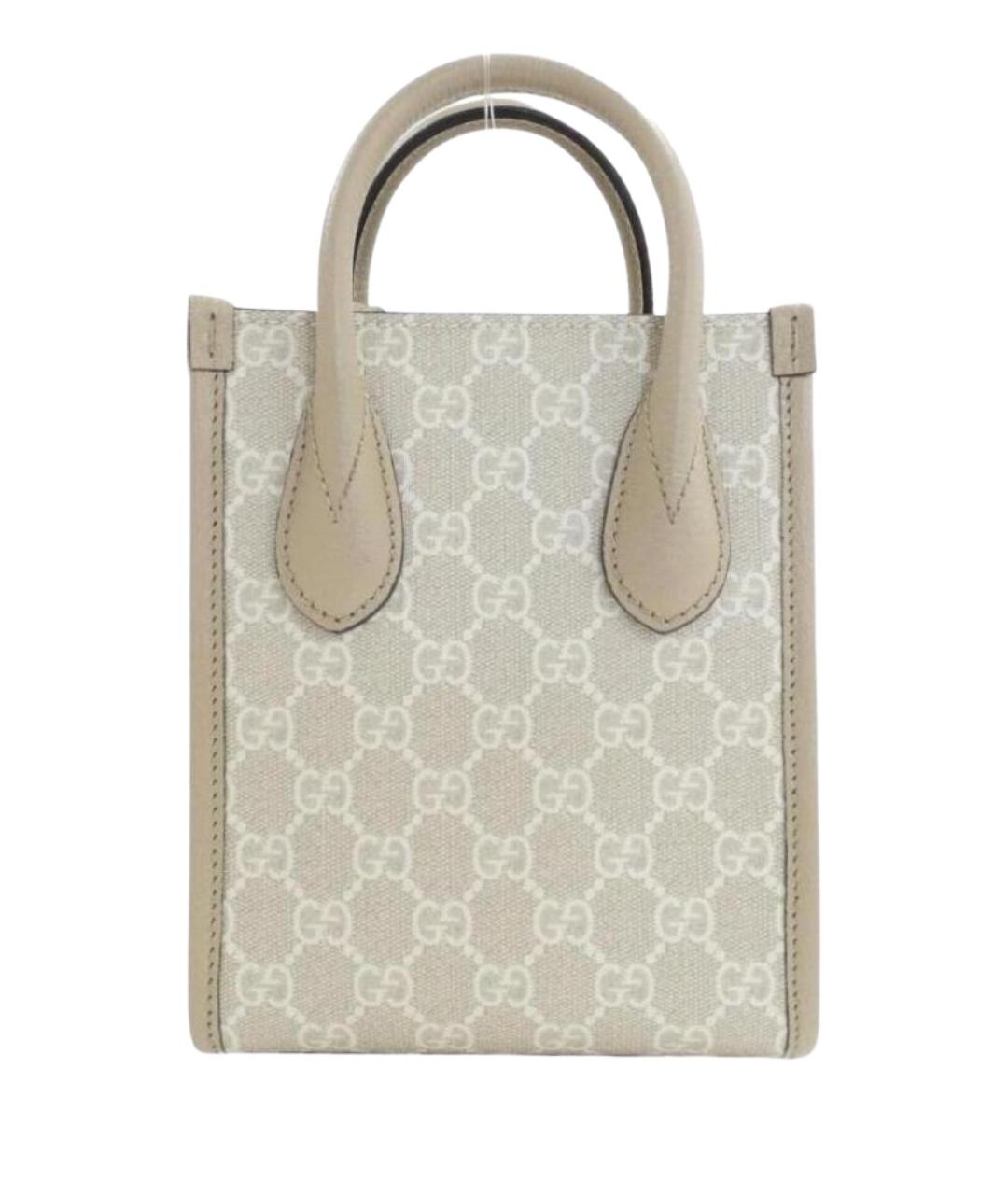 GUCCI Бежевая кожаная сумка с короткими ручками, фото 1