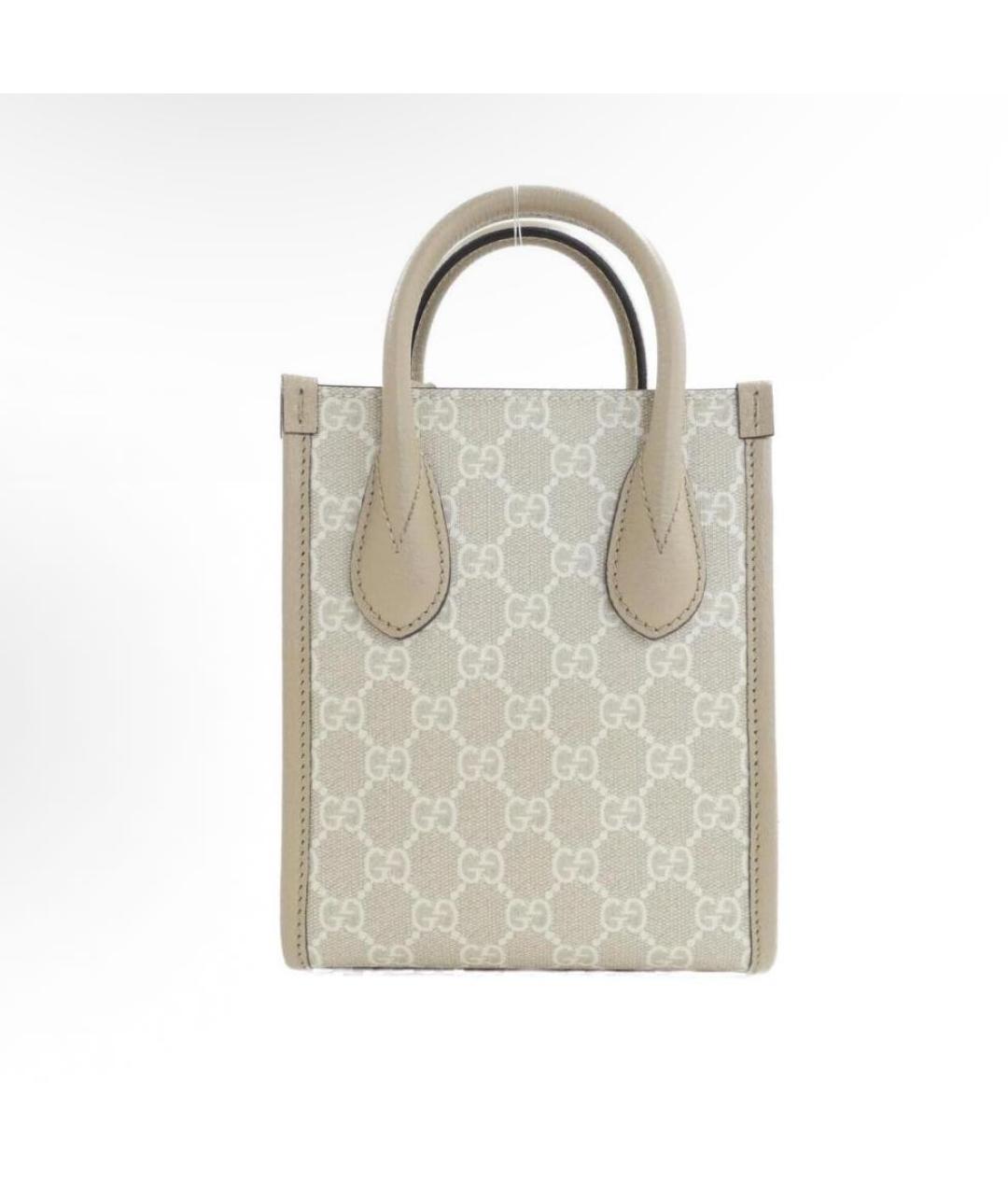 GUCCI Бежевая кожаная сумка с короткими ручками, фото 4