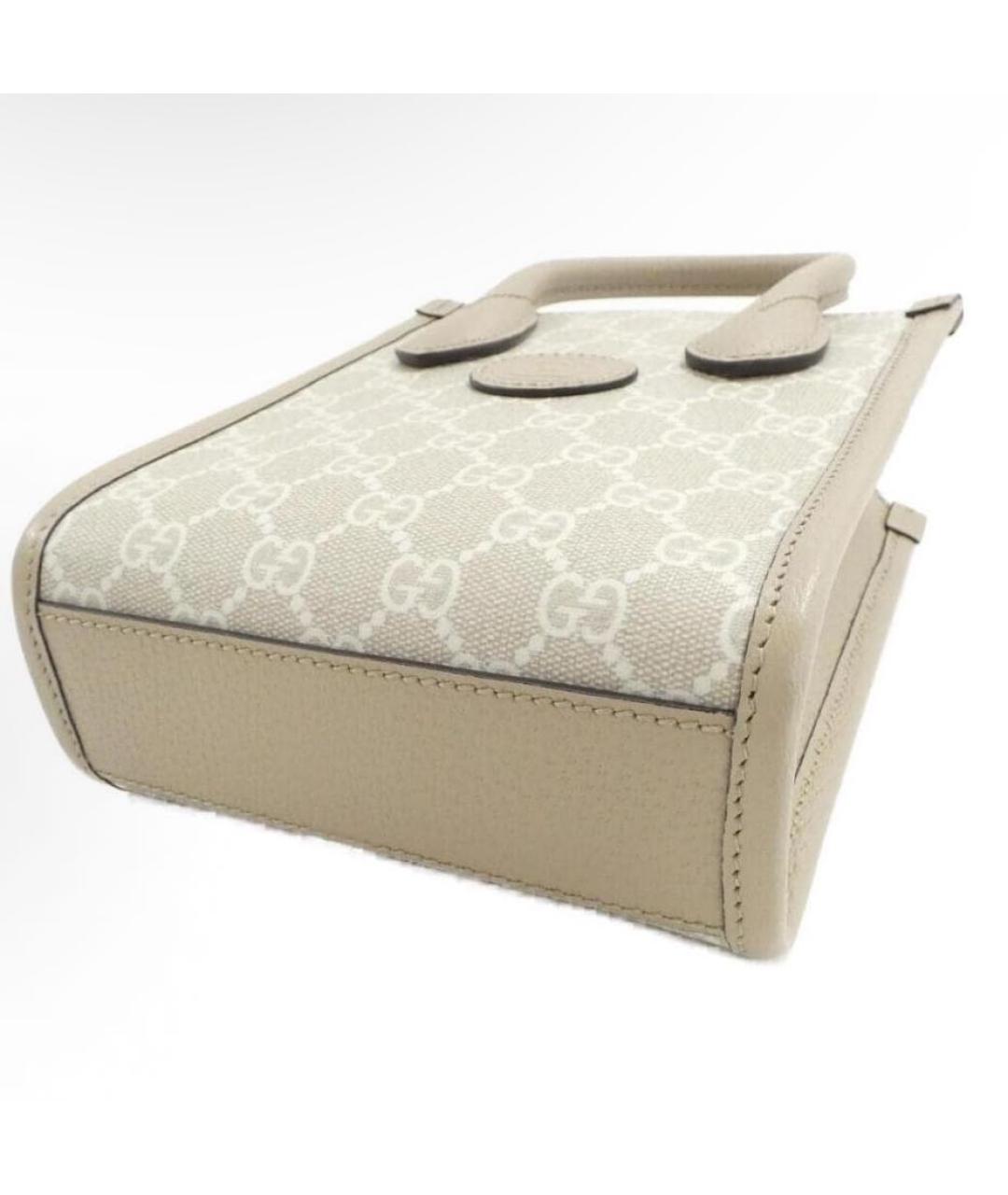 GUCCI Бежевая кожаная сумка с короткими ручками, фото 2