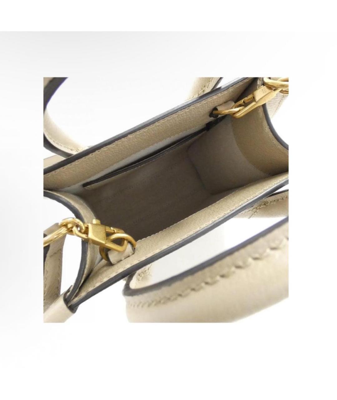 GUCCI Бежевая кожаная сумка с короткими ручками, фото 3