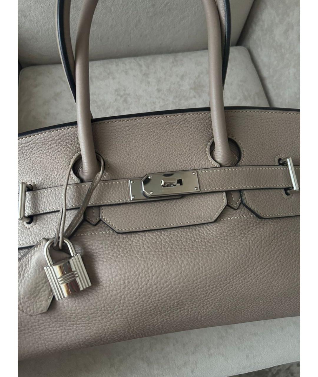 HERMES Бежевая кожаная сумка с короткими ручками, фото 5