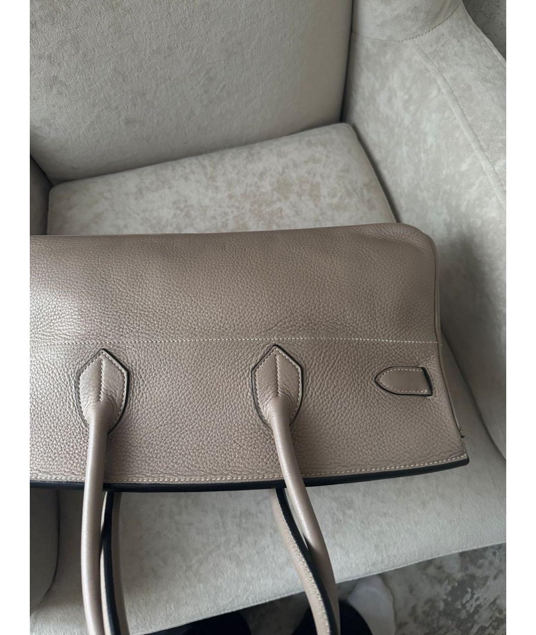 HERMES Бежевая кожаная сумка с короткими ручками, фото 4