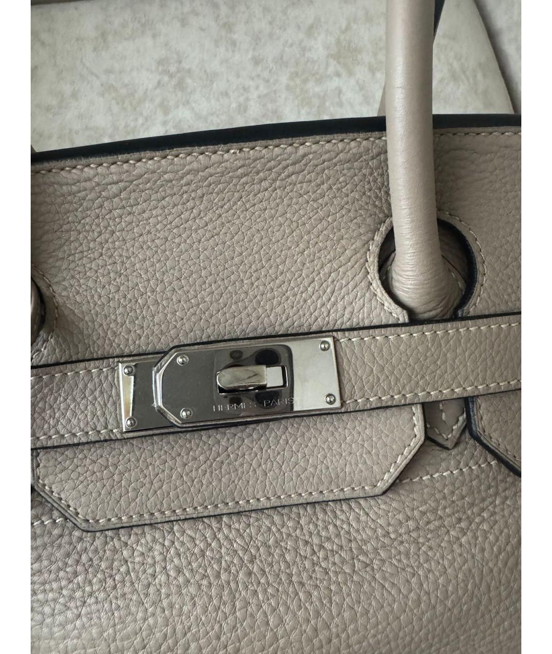 HERMES Бежевая кожаная сумка с короткими ручками, фото 3