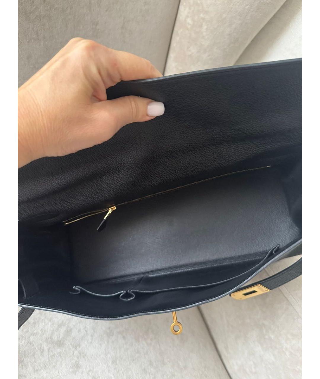 HERMES Черная кожаная сумка с короткими ручками, фото 6