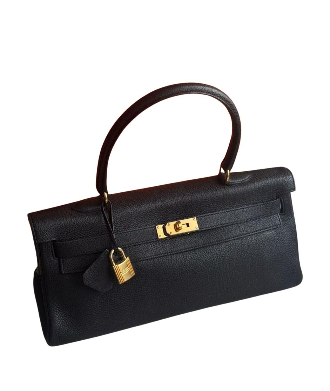 HERMES Черная кожаная сумка с короткими ручками, фото 1