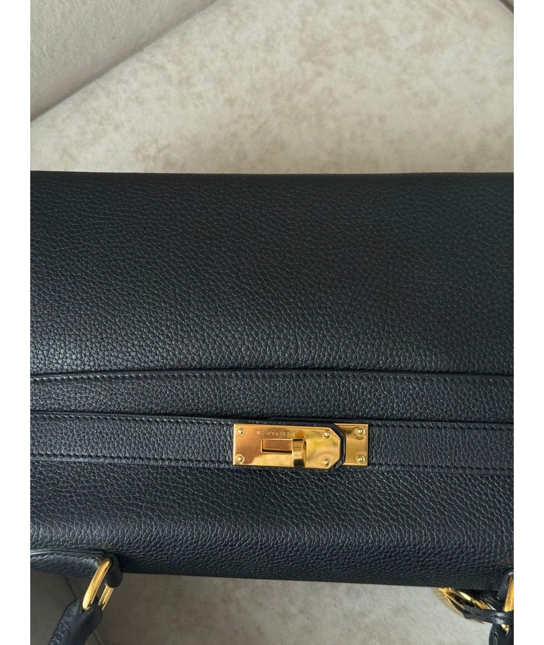 HERMES Черная кожаная сумка с короткими ручками, фото 2