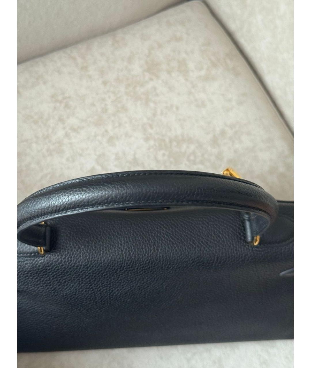 HERMES Черная кожаная сумка с короткими ручками, фото 8