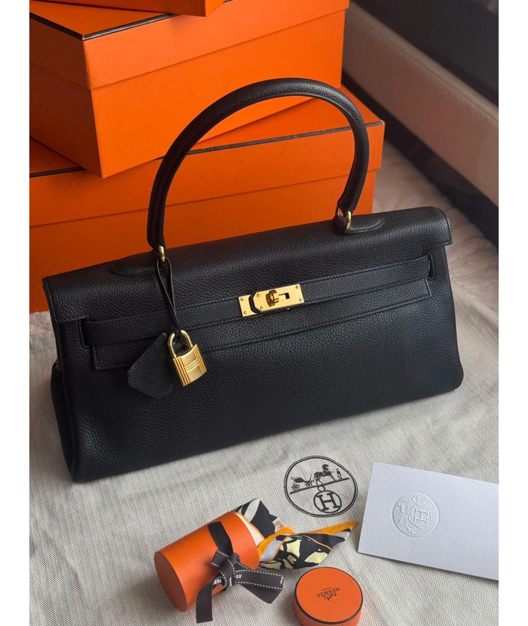 HERMES Черная кожаная сумка с короткими ручками, фото 9