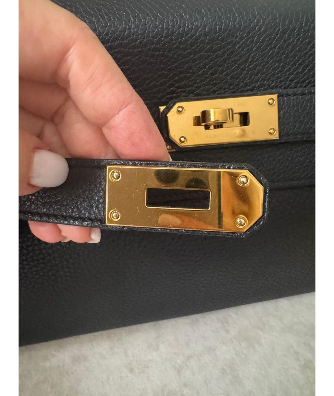 HERMES Черная кожаная сумка с короткими ручками, фото 3
