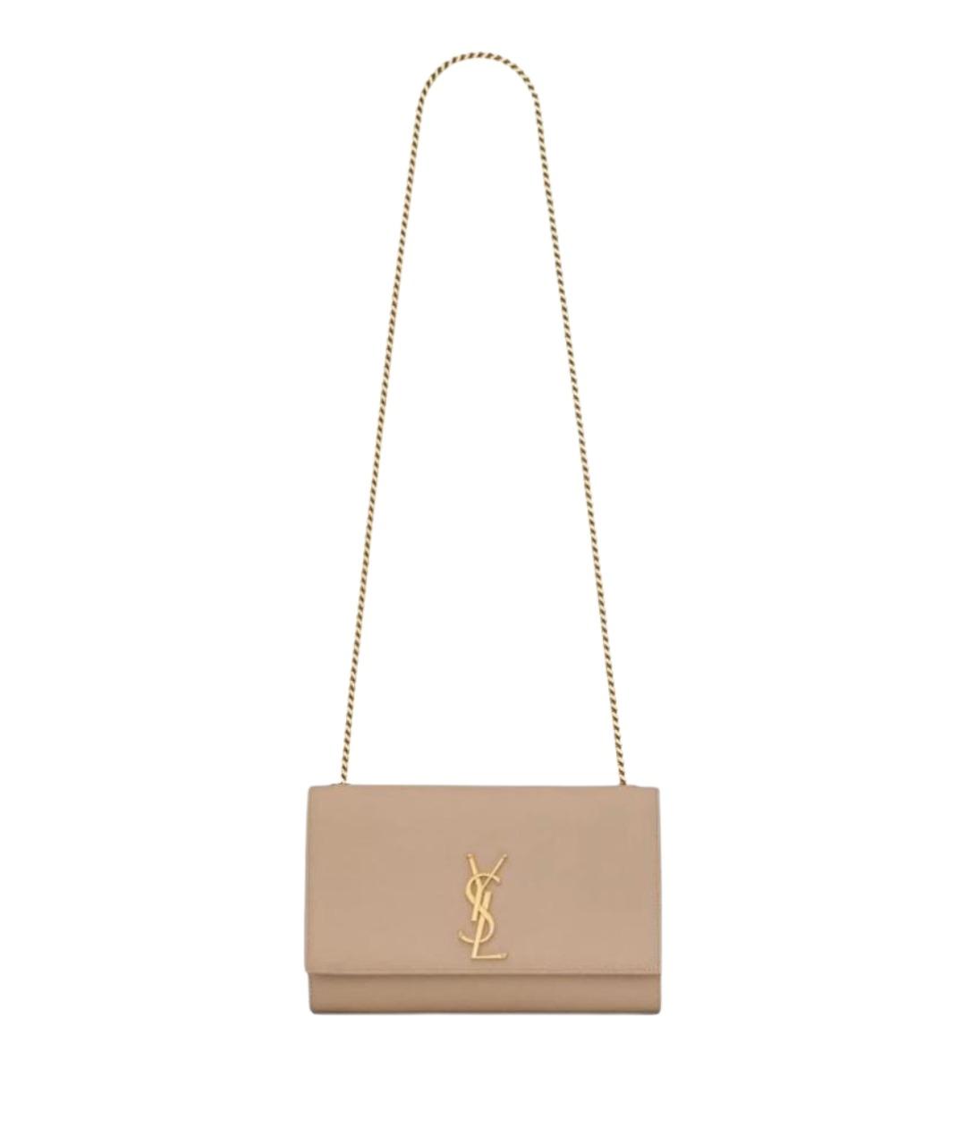 SAINT LAURENT Бежевая кожаная сумка через плечо, фото 1