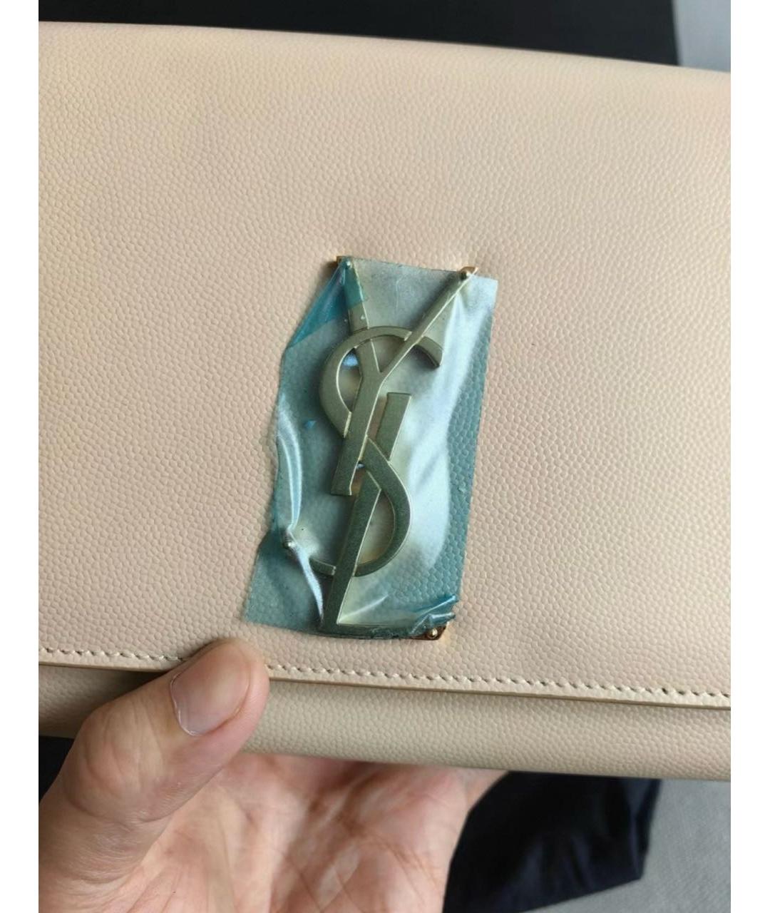 SAINT LAURENT Бежевая кожаная сумка через плечо, фото 6