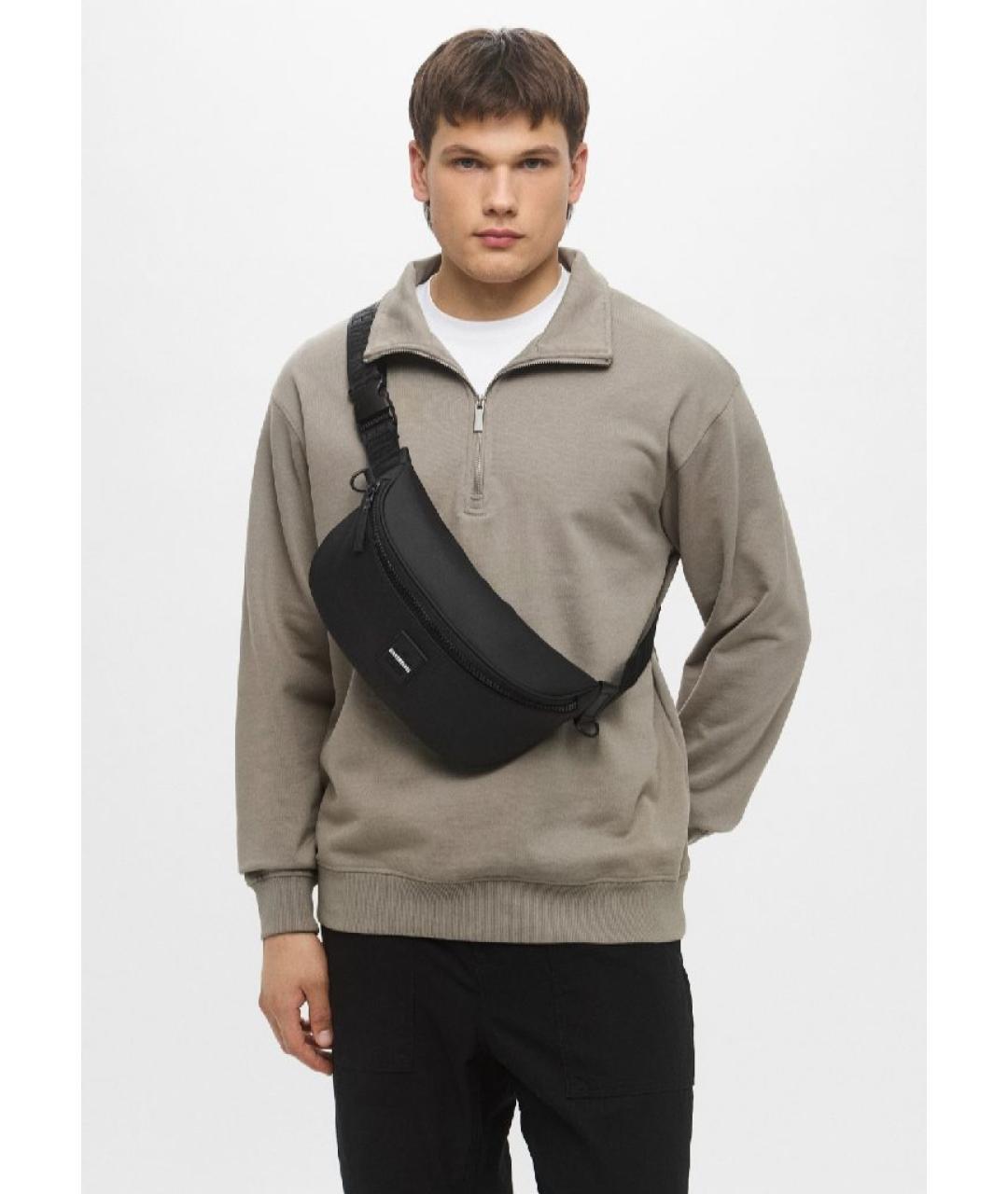 BIKKEMBERGS Черная тканевая поясная сумка, фото 4