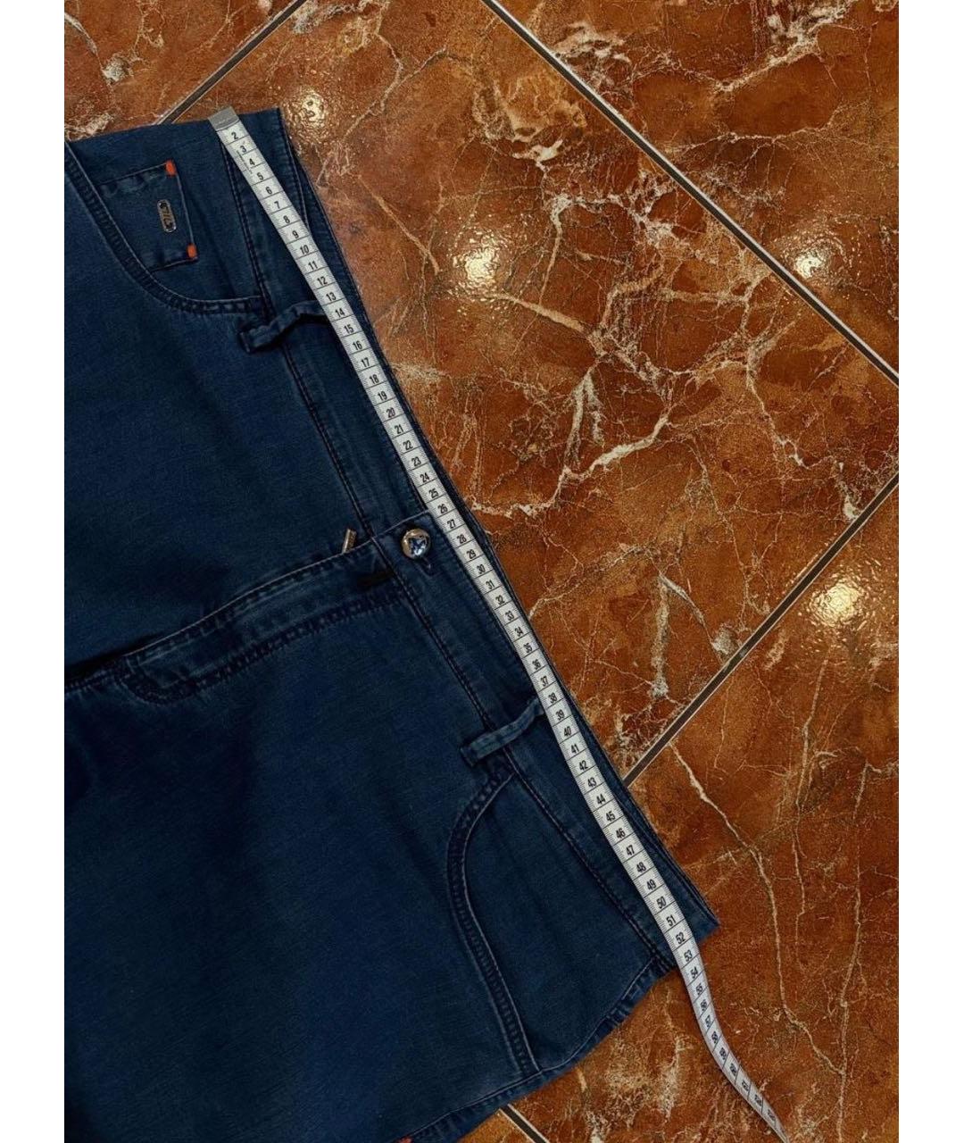 ZILLI Синие хлопко-эластановые прямые джинсы, фото 7