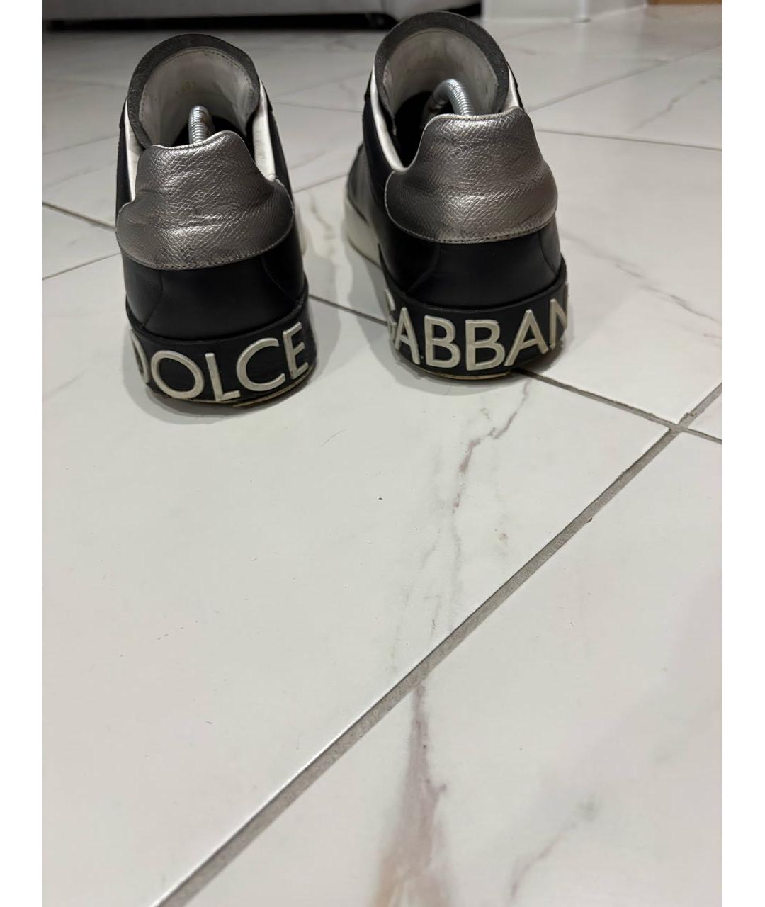 DOLCE&GABBANA Черные кожаные низкие кроссовки / кеды, фото 3