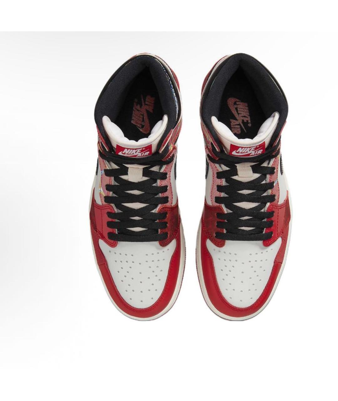 JORDAN Красные кожаные высокие кроссовки / кеды, фото 3