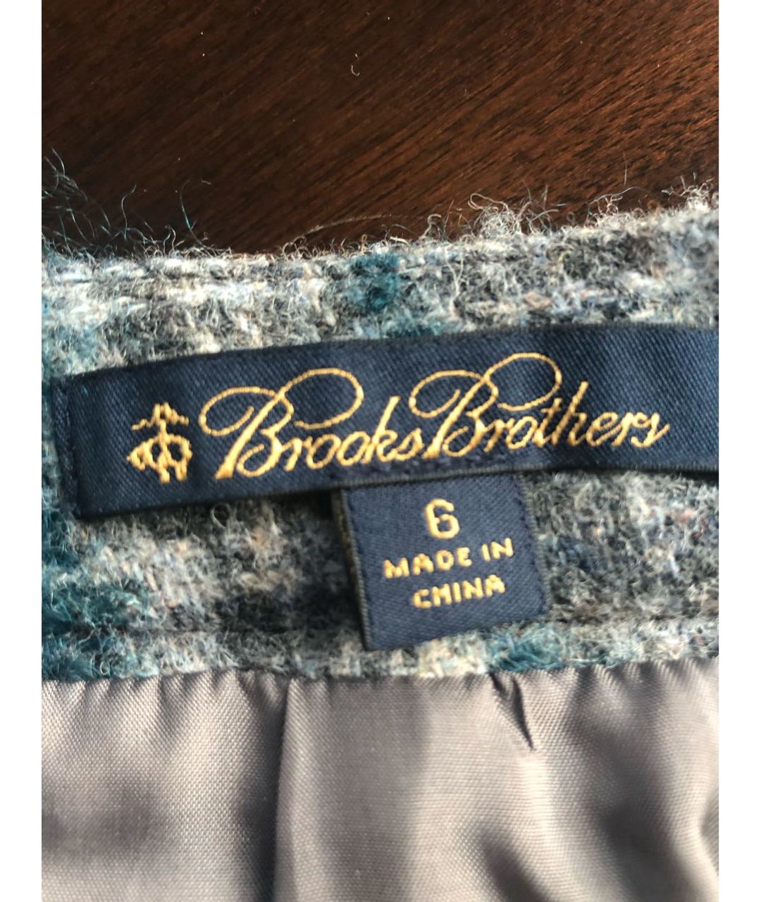 BROOKS BROTHERS Голубая шерстяная юбка мини, фото 3