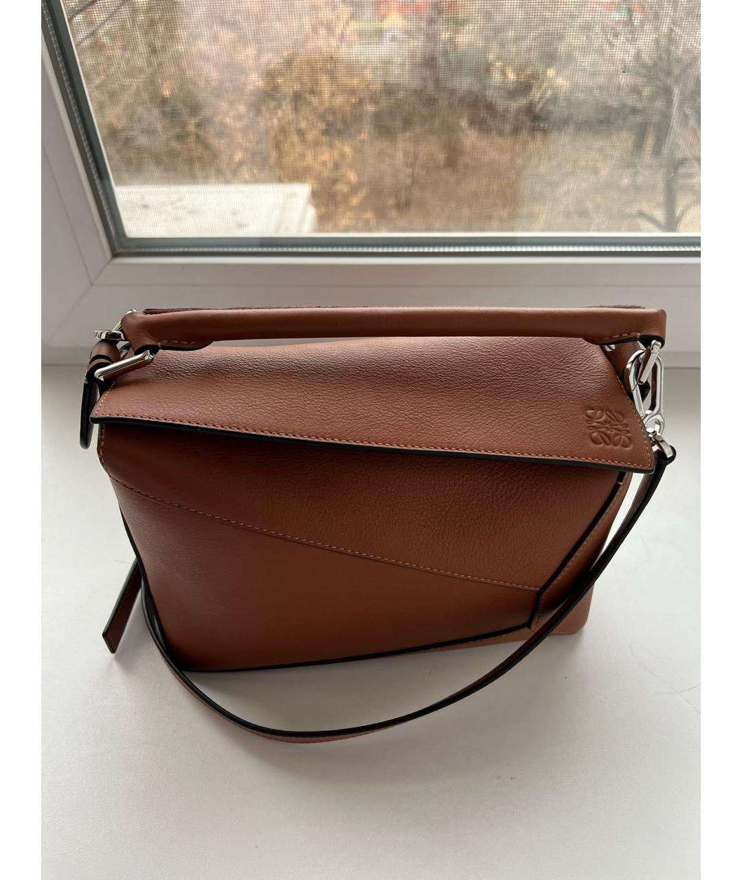 LOEWE Коричневая кожаная поясная сумка, фото 5