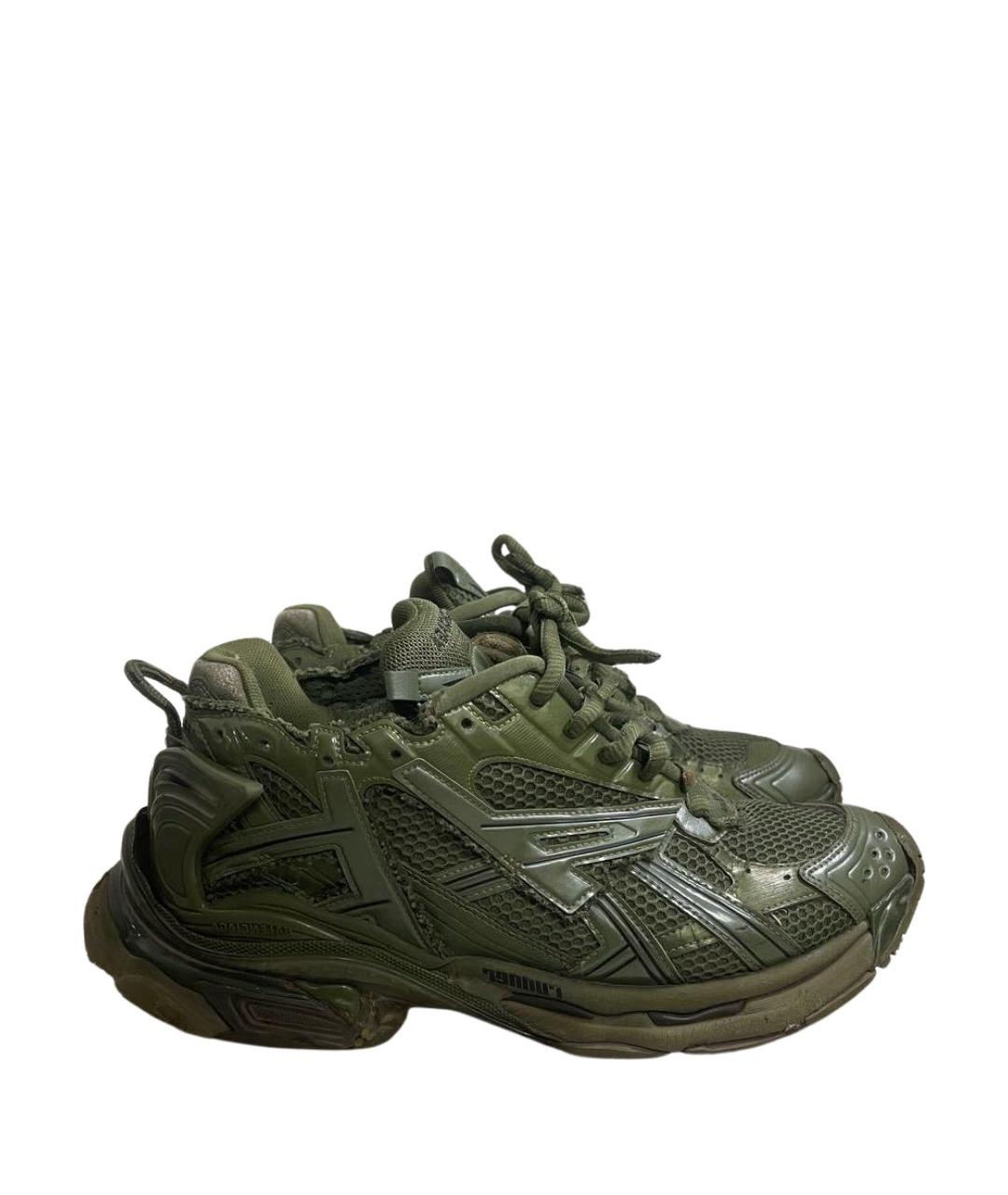 BALENCIAGA Хаки текстильные низкие кроссовки / кеды, фото 1