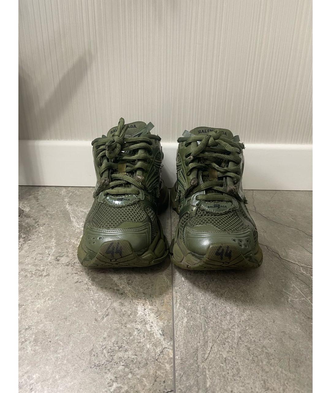 BALENCIAGA Хаки текстильные низкие кроссовки / кеды, фото 2