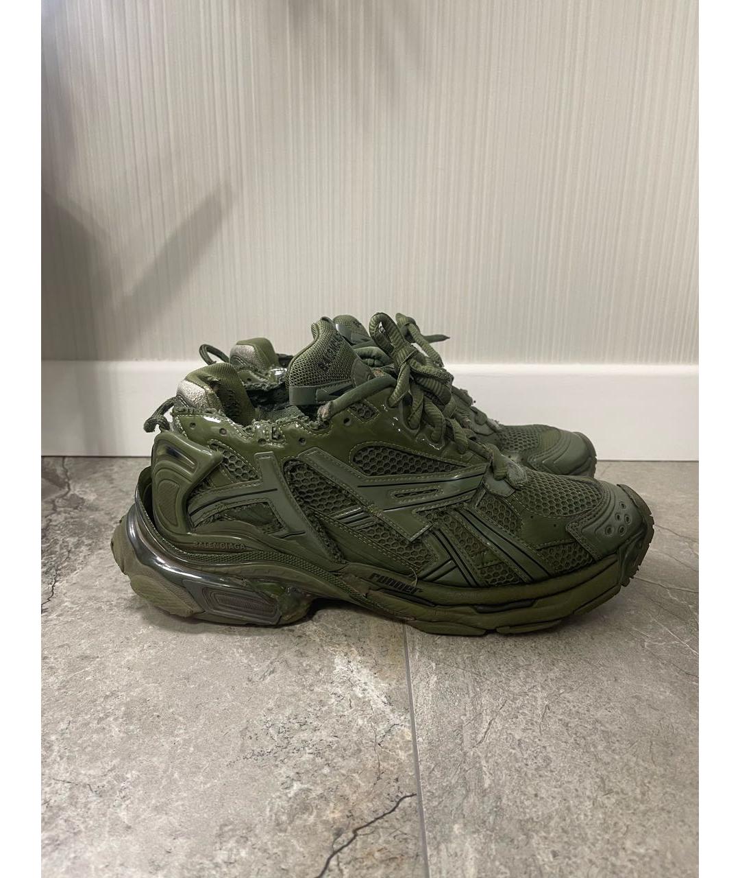 BALENCIAGA Хаки текстильные низкие кроссовки / кеды, фото 3