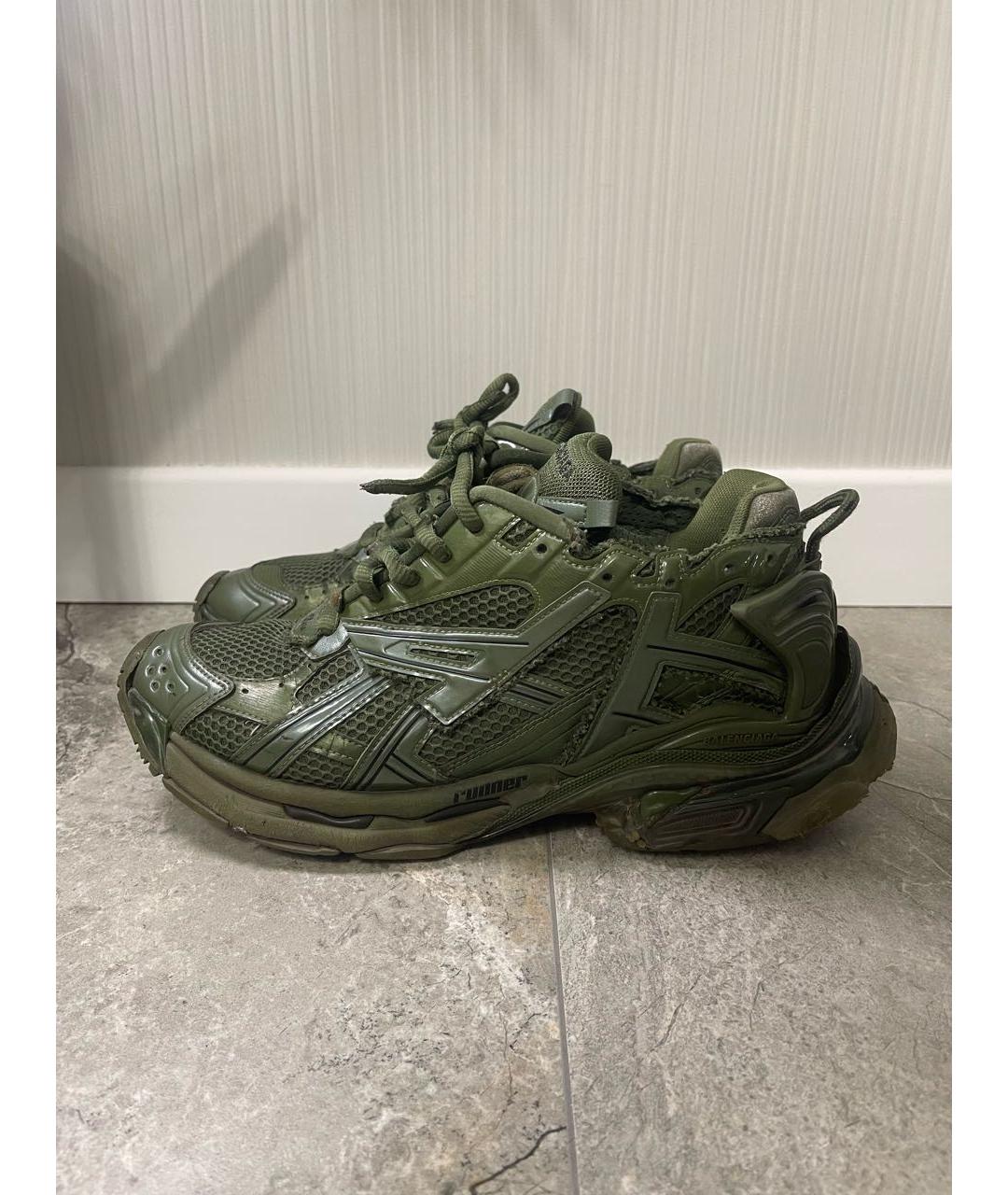 BALENCIAGA Хаки текстильные низкие кроссовки / кеды, фото 6