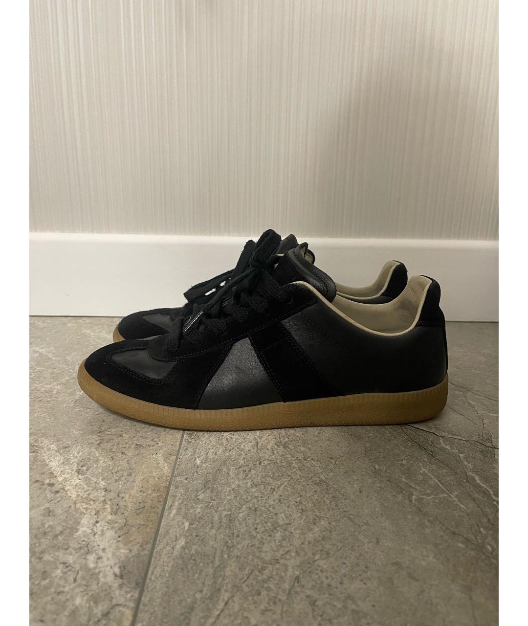 MAISON MARGIELA Черные замшевые низкие кроссовки / кеды, фото 2