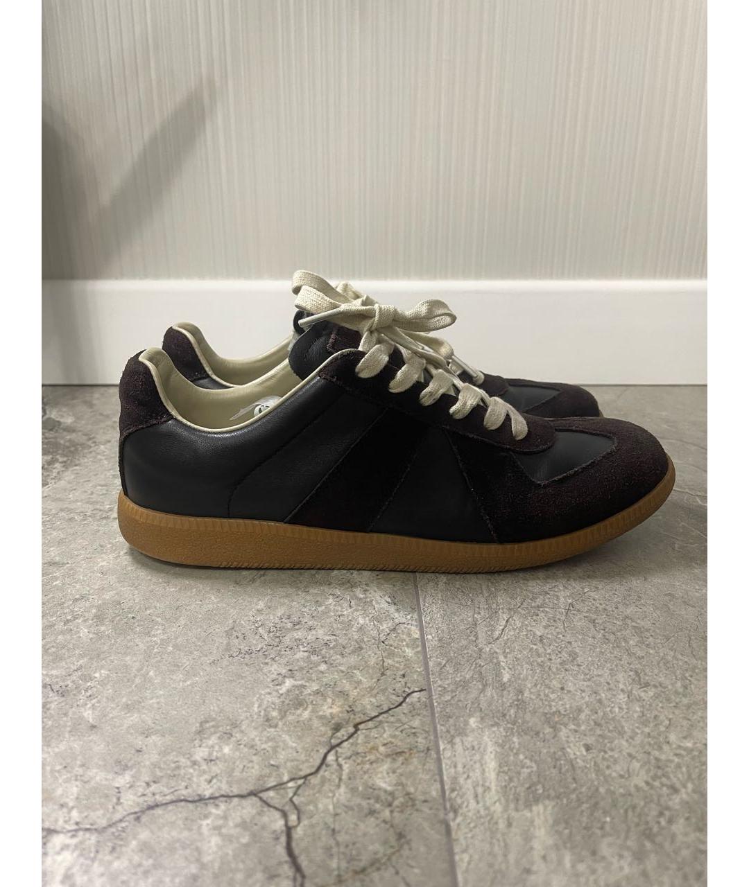 MAISON MARGIELA Черные кожаные низкие кроссовки / кеды, фото 6